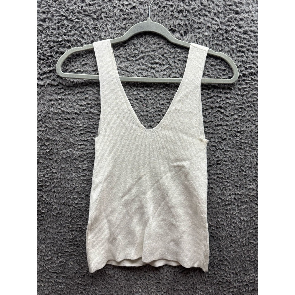 Everlane Organic Cotton Blend Knit Cami Tank Ivory Babydoll Ribbed Womens Size M